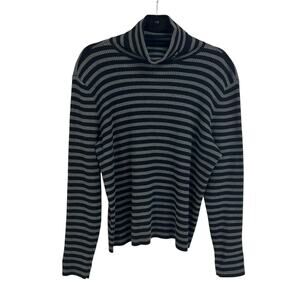 Lauren Ralph Lauren Gray Black Striped Ribbed Knit Turtleneck Top Womens XL